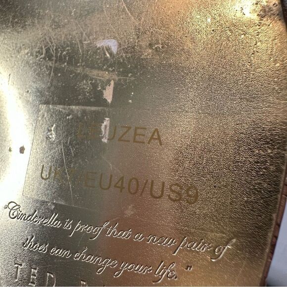 Ted Baker London platform Wedge Sandal T strap peep toe snakeskin heel size 9 - Picture 9 of 9